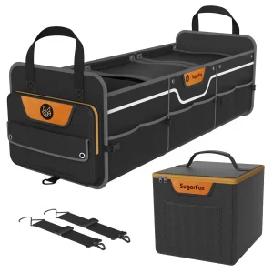 Heavy Duty Waterproof Car Trunk Organizer, Foldable MultiCompartment 95L