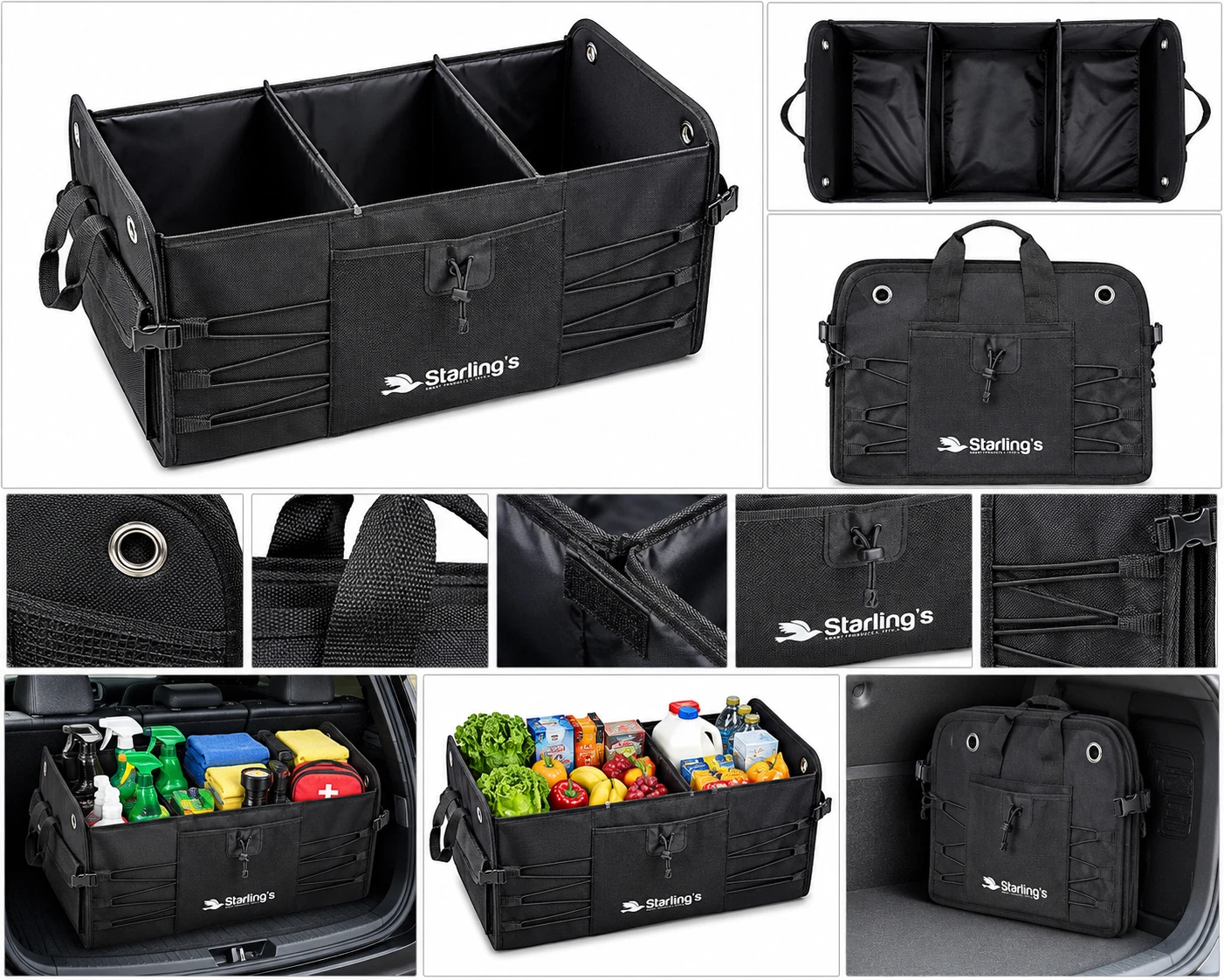 Starling's Car Trunk Organizer Heavy Duty Foldable Cargo Storage Bin Brand New