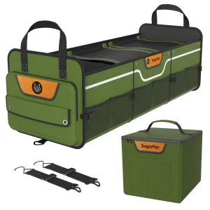 Heavy Duty Waterproof Car Trunk Organizer, Foldable MultiCompartment 95L