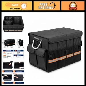 Heavy Duty Car Trunk Organizer - Foldable SUV Storage Box, Waterproof, Large Cap